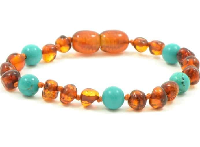 Amber and Turquoise Teething Anklet 